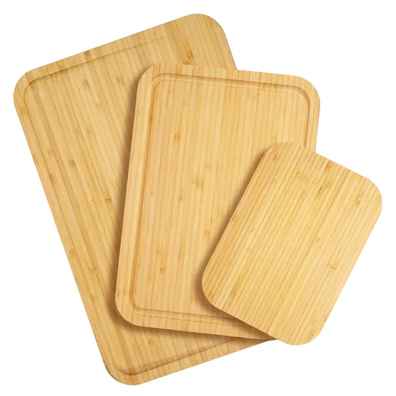 3-Piece Juice-Grooved Cutting Board Set – Durable Wood Serving Collection 1