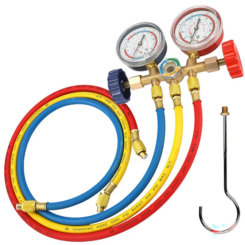 3-Way Ac Refrigerant Manifold Gauge Set For Freon System Diagnostics 1