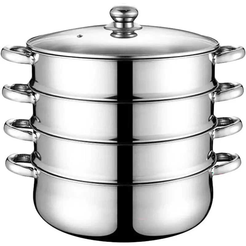 30Cm 3-Tier Stainless Steel Steamer Pot – Stackable Multi-Layer Cooking Set 1