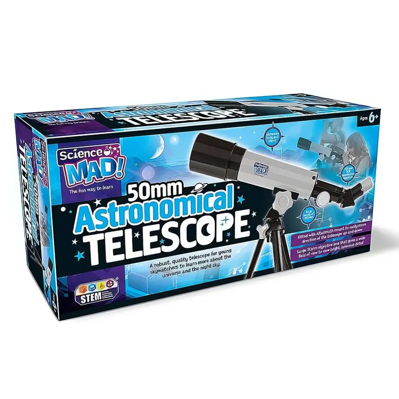 50Mm Astronomical Refractor Telescope – Science Mad Beginner Stargazing Kit 1