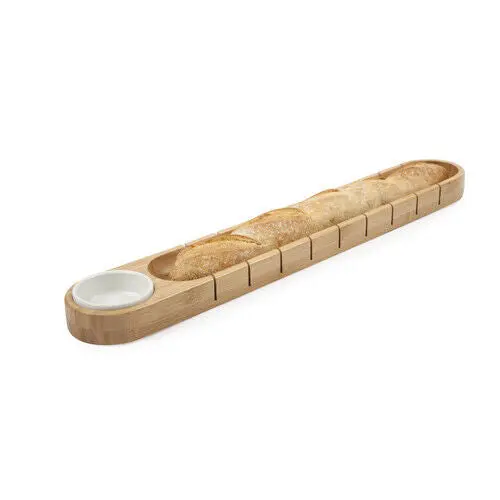 Acacia French Bread Cutting Board With Integrated Serving Bowl 1