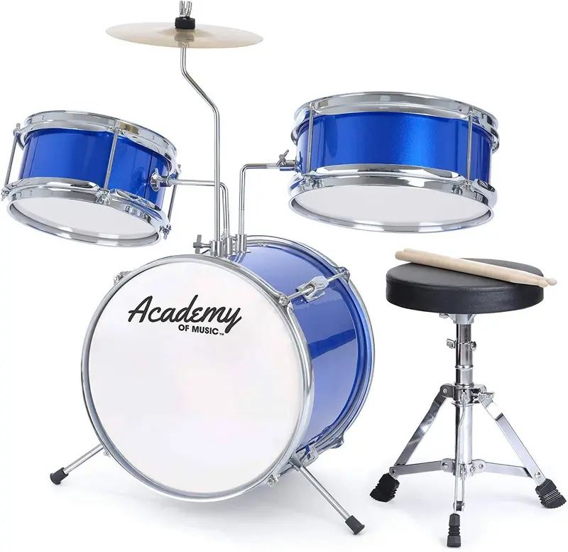 Academy Of Music Kids’ 3-Piece Drum Kit – Full Set With Stool & Drumsticks 1