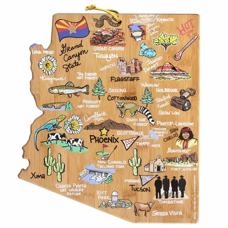 Arizona Serving Board Adorned With Fish Kiss™ Original Illustration 1
