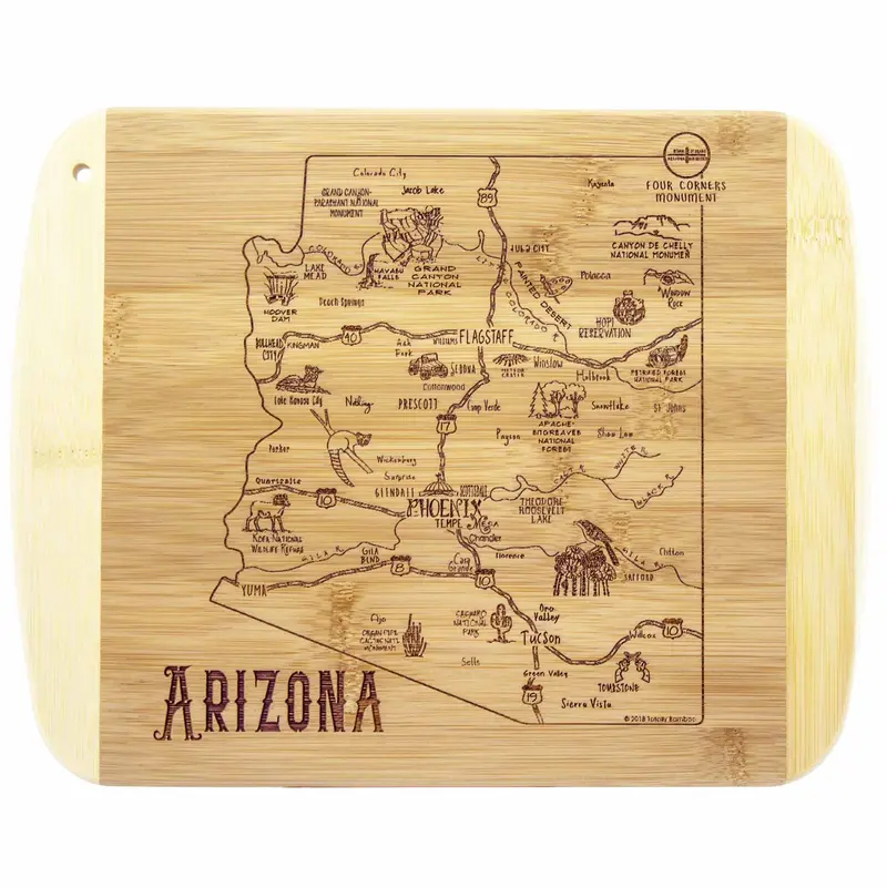 Arizona-Shaped Wooden Cutting Board – 11" X 8.75", A Slice Of Life Series 1