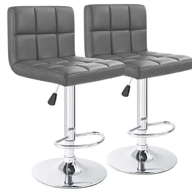 Armless Pu Leather Bar Stools – Adjustable Swivel Counter Chairs 1