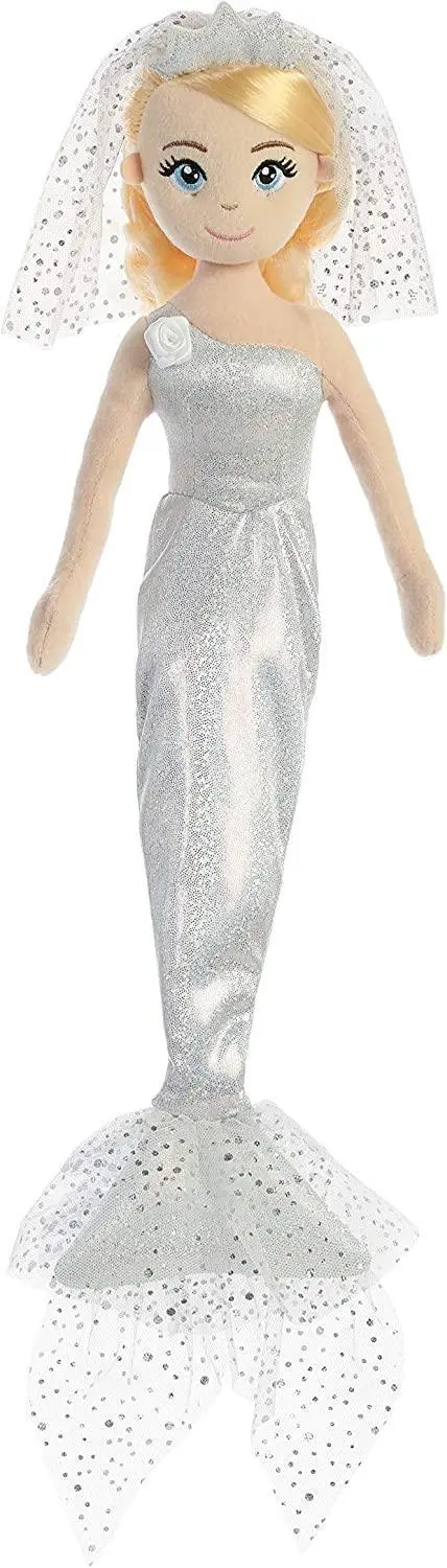 Aurora Sea Shimmers Crystal Mermaid Bride Plush – 45Cm Elegant Doll 1