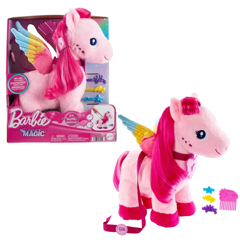 Barbie Touch Of Magic Walk & Flutter Pegasus Plush Toy 1