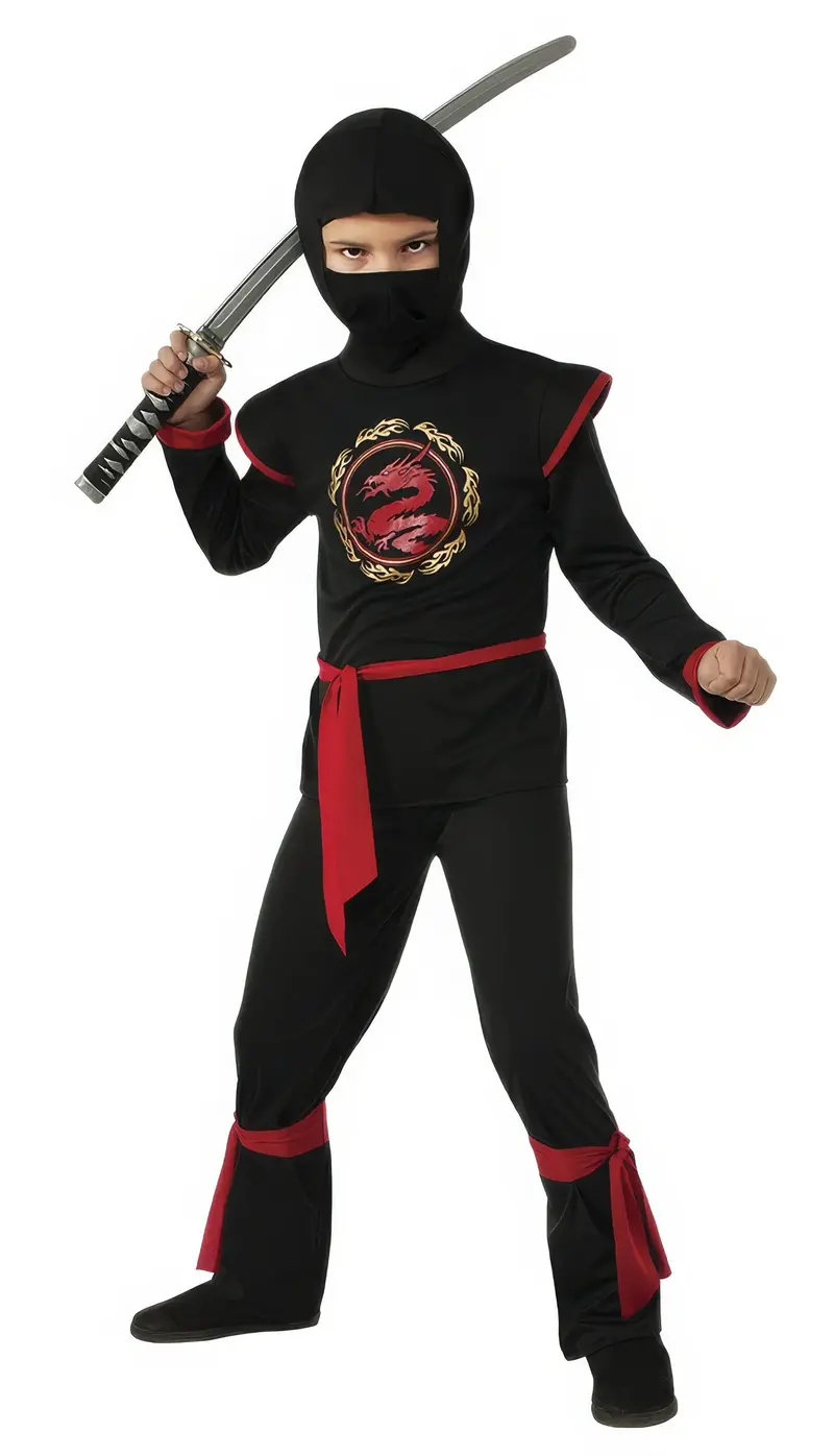 Black Dragon-Themed Ninja Outfit For Kids 1