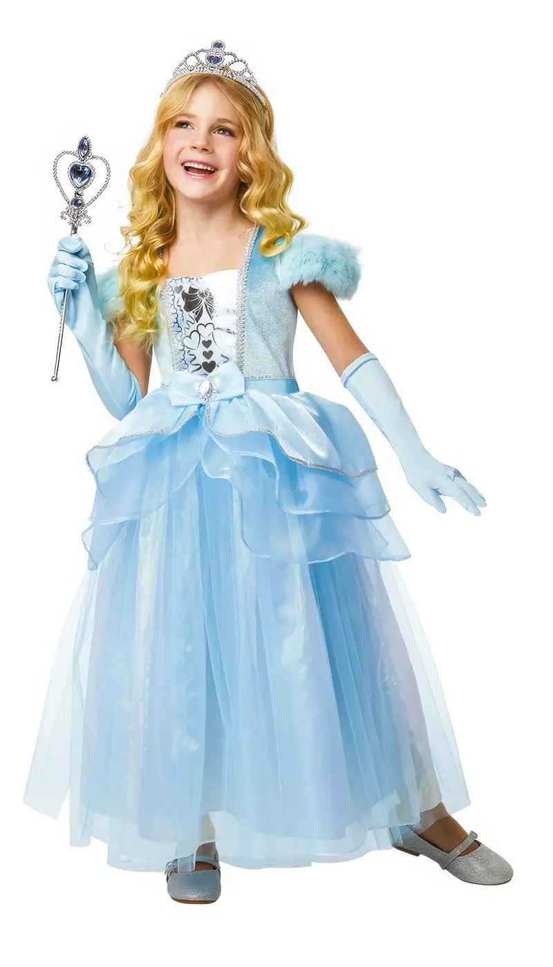 Blue Princess Costume Set – Includes Gloves And Rhinestone Tiara 1