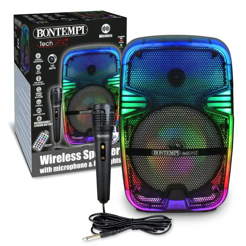 Bontempi Portable Wireless Speaker With Built-In Mic And Rgb Light Effects 1