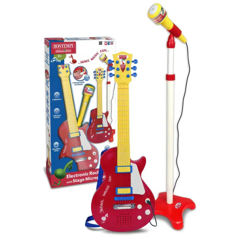 Bontempi Red Electronic Rock Guitar – Light-Up Play Guitar 1