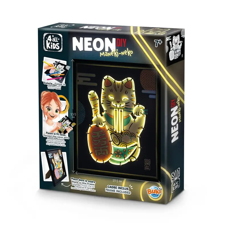 Buki Maneki-Neko Led Neon Frame – Japanese Lucky Cat Craft Kit 1