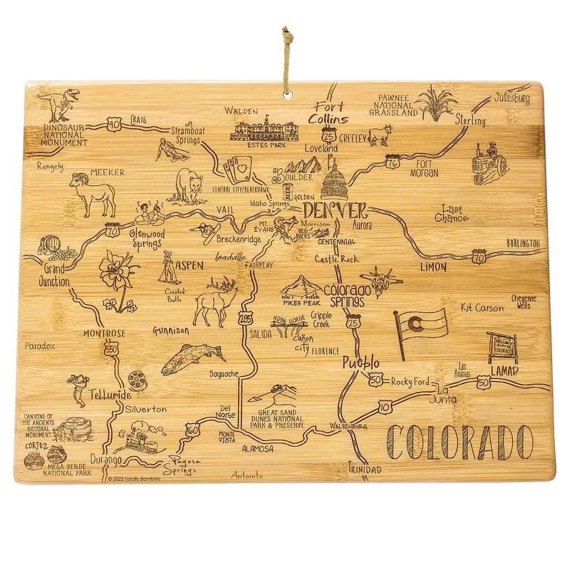 Colorado Destination Cutting Board – 14.5" X 10.75", Rustic Style 1