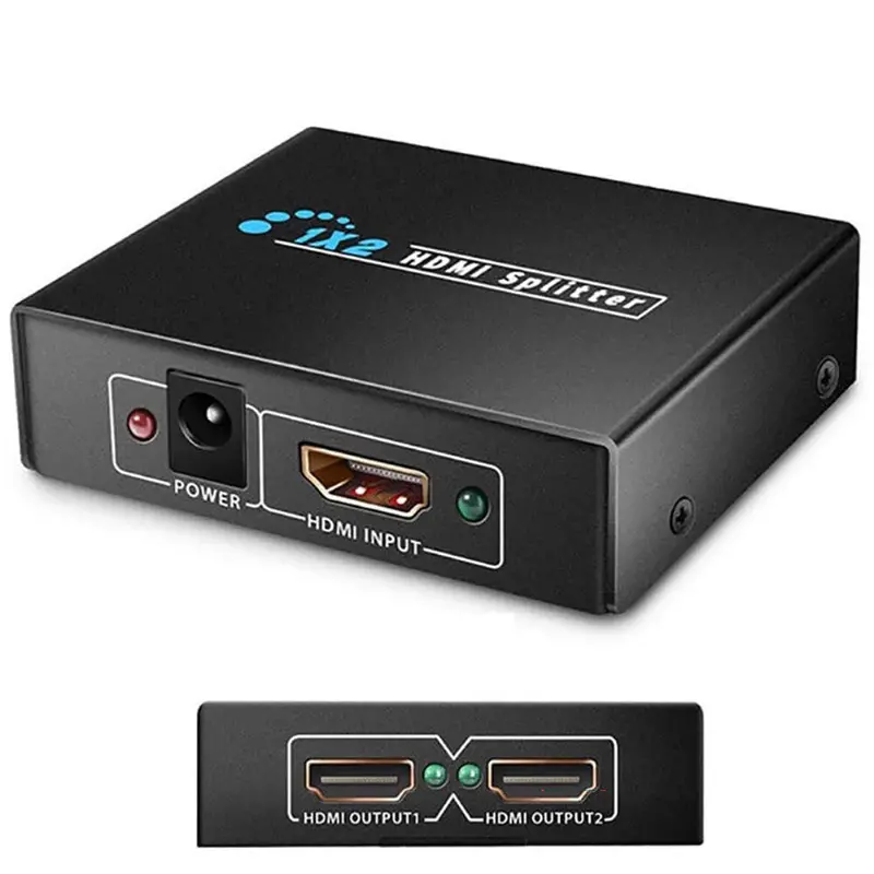 Compact Hdmi Splitter – 1 Input To 2 Output For Simultaneous Screen Sharing 1