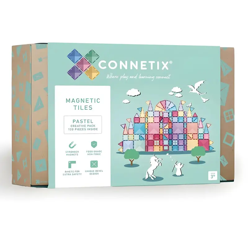 Connetix Pastel Creative Magnetic Tiles Collection – 120 Pieces 1