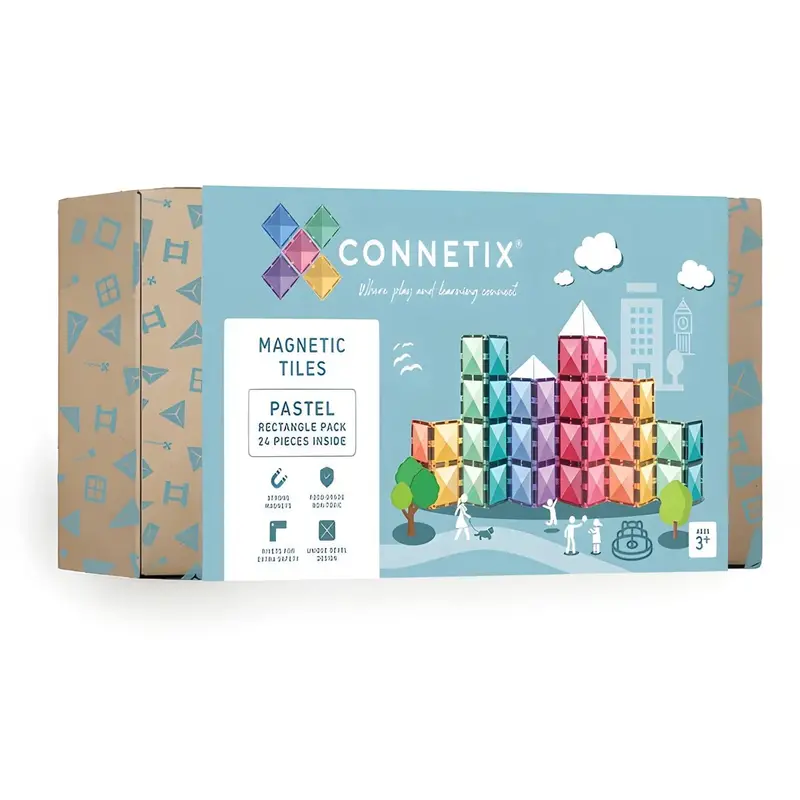 Connetix Pastel Rectangle Magnetic Tiles Set – 24 Pieces 1