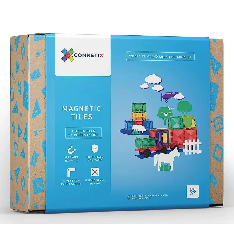 Connetix Rainbow Motion Magnetic Tiles Set – 24 Pieces 1