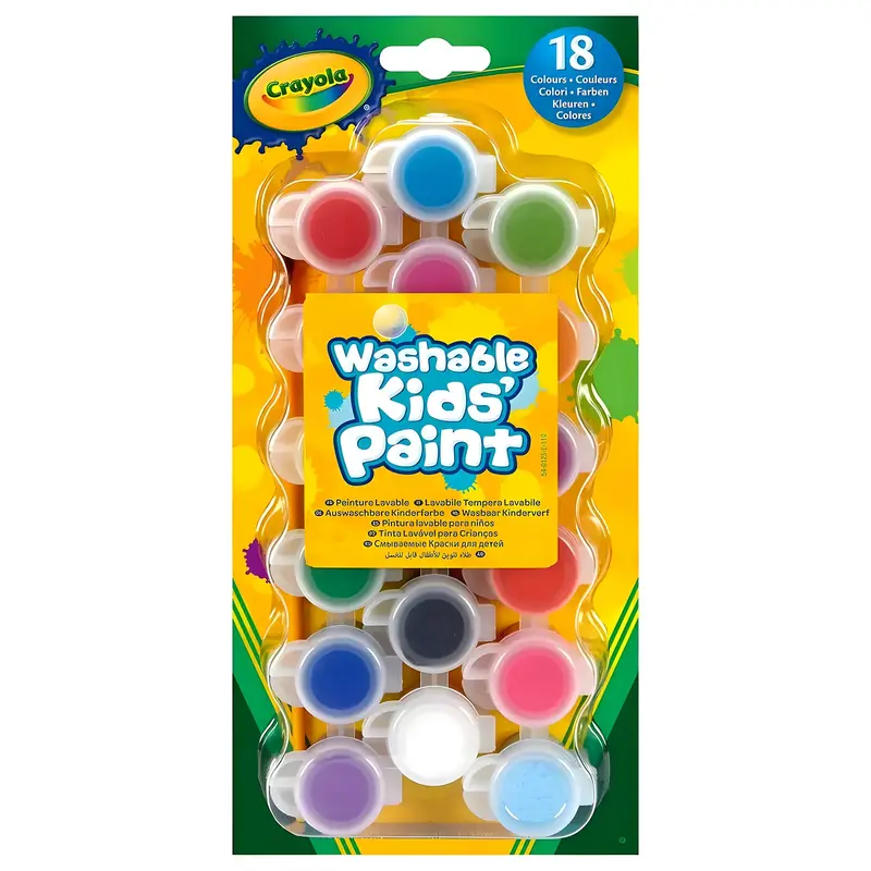 Crayola 18-Pack Washable Kids’ Paint Set – Non-Toxic Classroom Colors 1