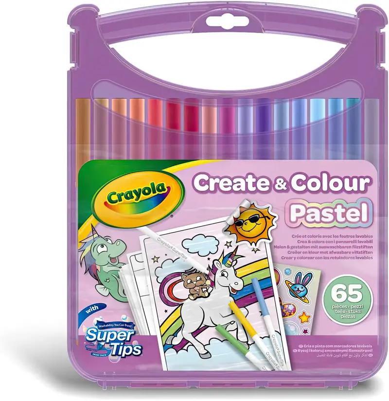 Crayola Mini Washable Pastel Markers – 65-Piece Art Supply Case 1