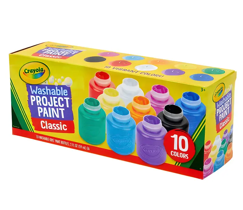 Crayola Washable Kids Paint Assortment – 10 Bold, Easy-Clean Colors 1