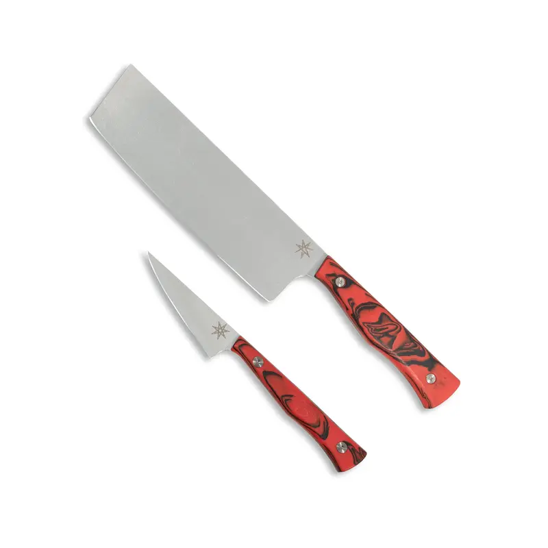 Culinary 2.0 Entremet Set – Red/Black Burl G-10 Pastry Knife Kit 1