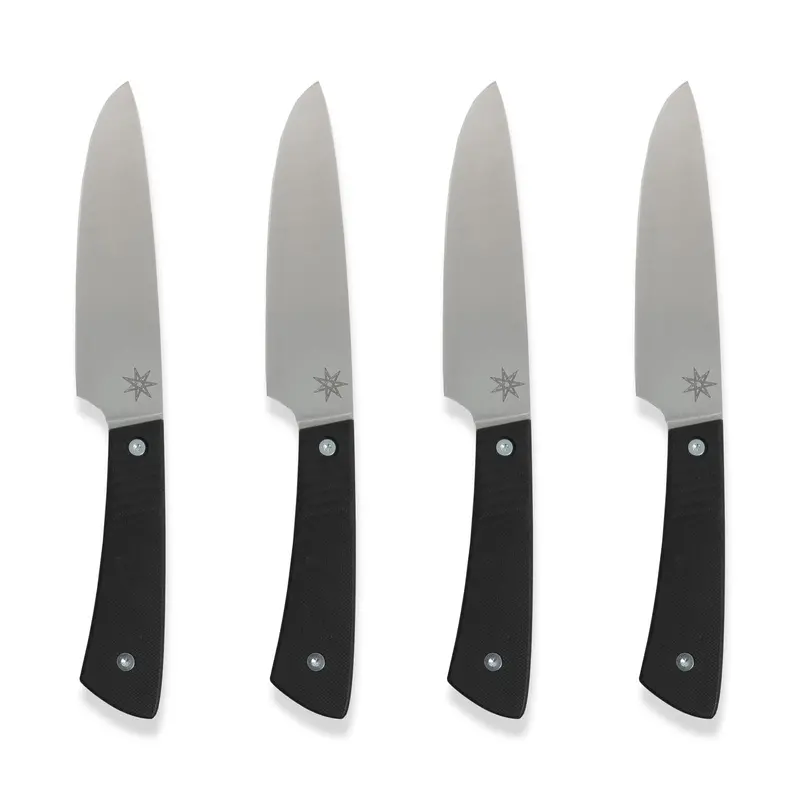 Culinary 2.0 Steak Knives – Solid Black G-10 Handle 1