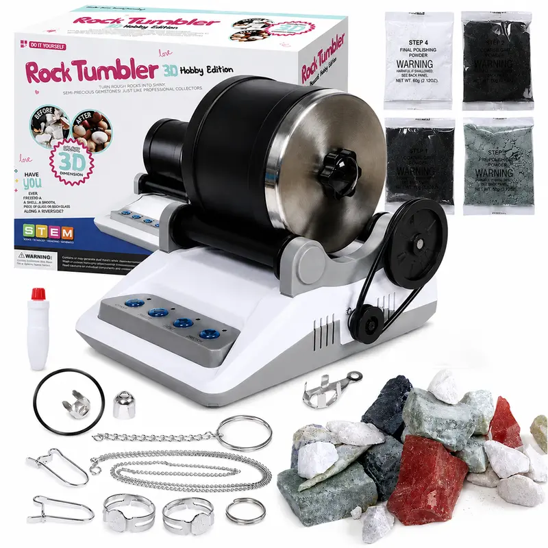Desktop Rock Tumbler Kit – Rotary Polishing Machine For Gemstones 1
