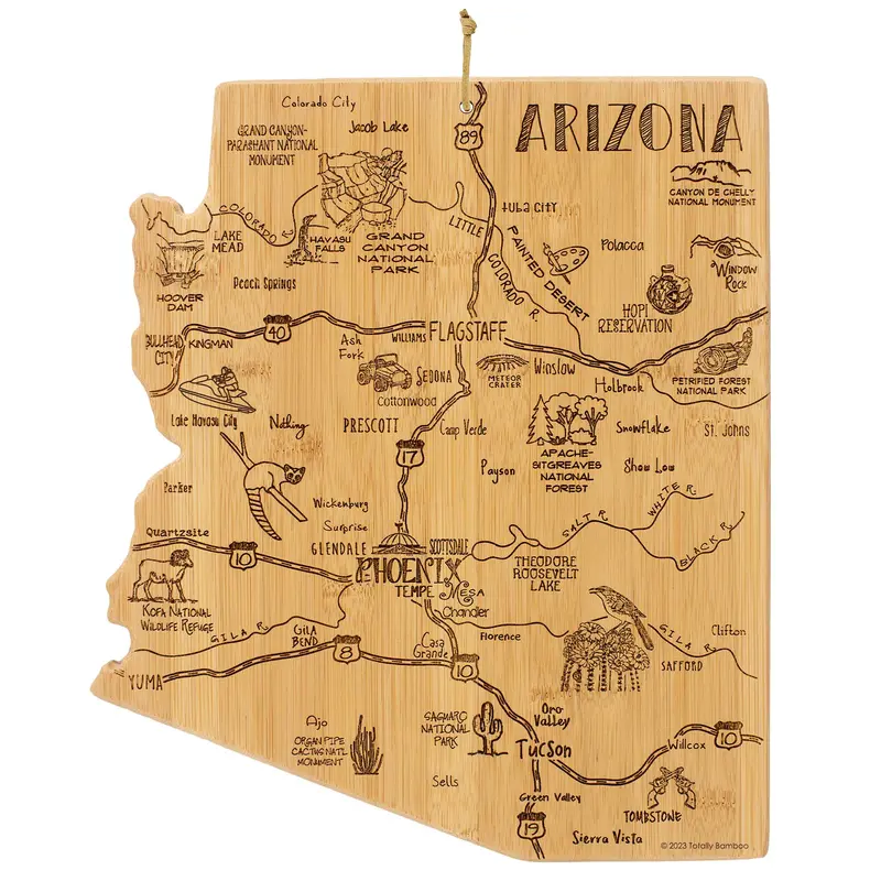 Destination Arizona Cutting Board – 13.5" X 11.75" Artisan Wood Piece 1
