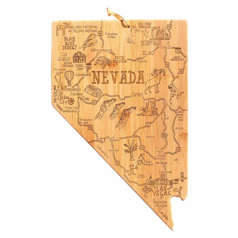 Destination Nevada Cutting Board – Large 10" X 15.5" Travel-Inspired Serving Board 1