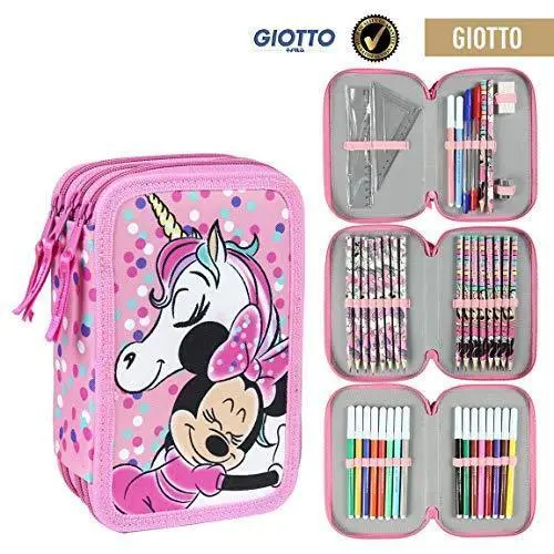 Disney Minnie Mouse Giotto Triple Compartment Pencil Case – 42-Piece Set 1