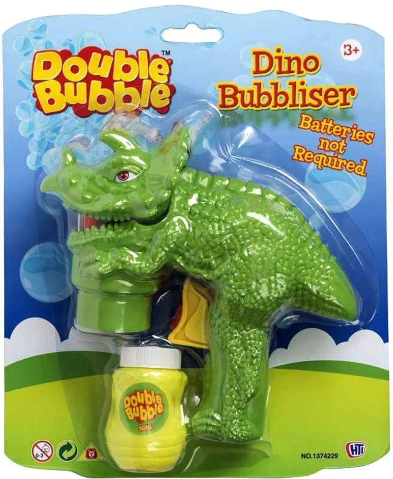 Double Bubble Dino Bubbliser – Assorted Dinosaur Bubble Blowers 1