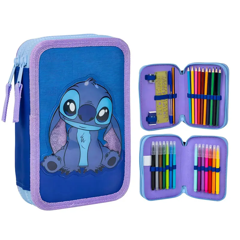 Double-Zip Disney Stitch Pencil Case For School Supplies 1