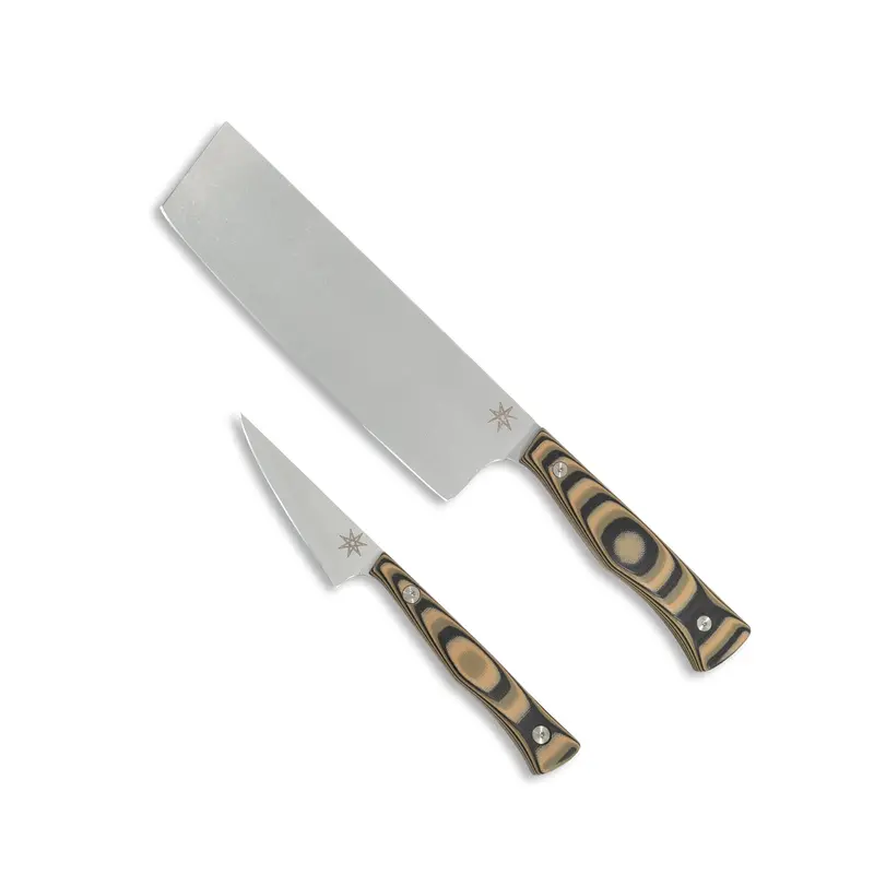 Entremet Knife Set – Black, Green & Tan Layered G-10 – Culinary 2.0 1