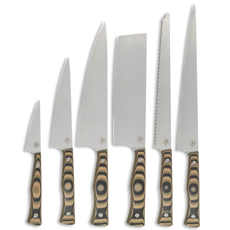 Essentials Knife Collection – Black, Green & Tan Layered G-10 – Culinary 2.0 1