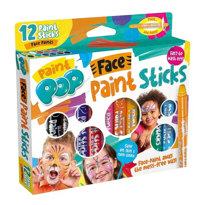 Face Paint Stick Set – 12-Color Washable Kit For Kids – Paint Pop 1