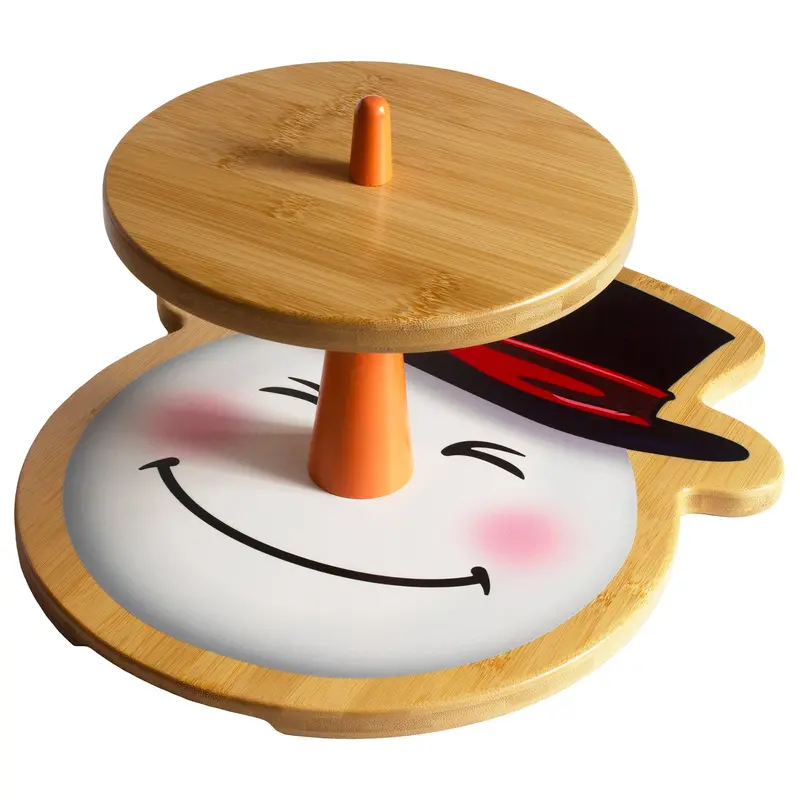 Festive Two-Tier Snowman Cupcake Display Stand 1