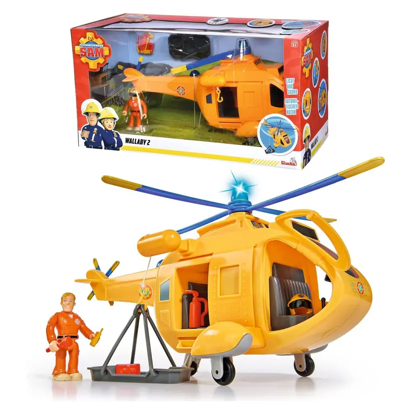 Fireman Sam Helicopter Playset – Wallaby Ii Model With Pilot Figure 1