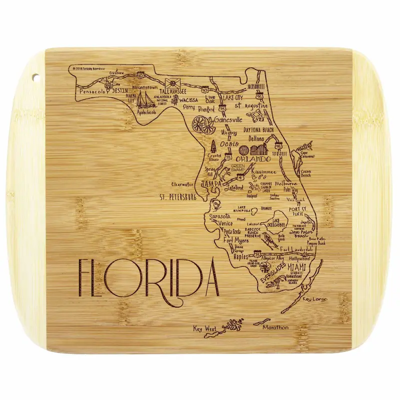 Florida-Shaped Wooden Cutting Board – 11" X 8.75", A Slice Of Life Series 1