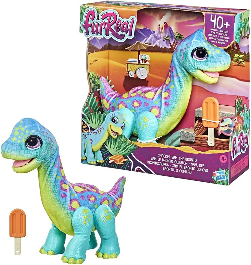 Furreal Snackin’ Sam The Bronto – Interactive Plush Dino Toy 1
