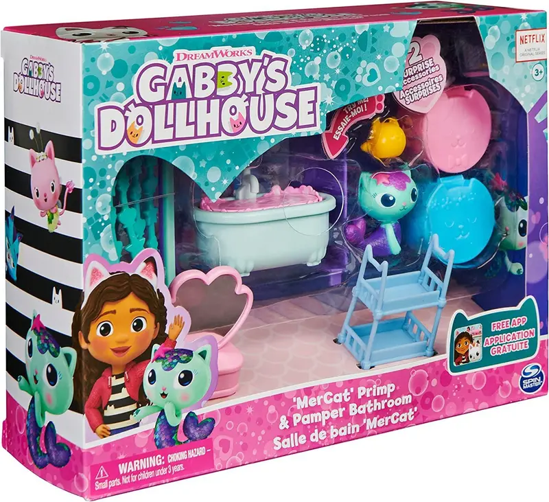 Gabby'S Dollhouse Mercat Primp & Pamper Bathroom – Interactive Playset 1