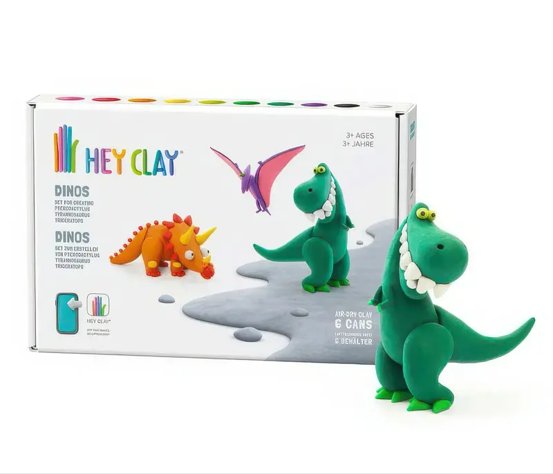 Hex Clay Dinosaurs Sculpting Set – 6-Can Kids’ Art Kit 1