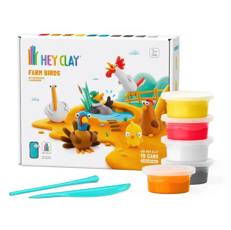 Hex Clay Farm Birds Figurine Set – Children’S Modeling Clay Collection 1