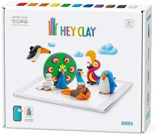 Hey Clay Bird Figurine Set – Colorful 24-Piece Clay Craft Kit 1