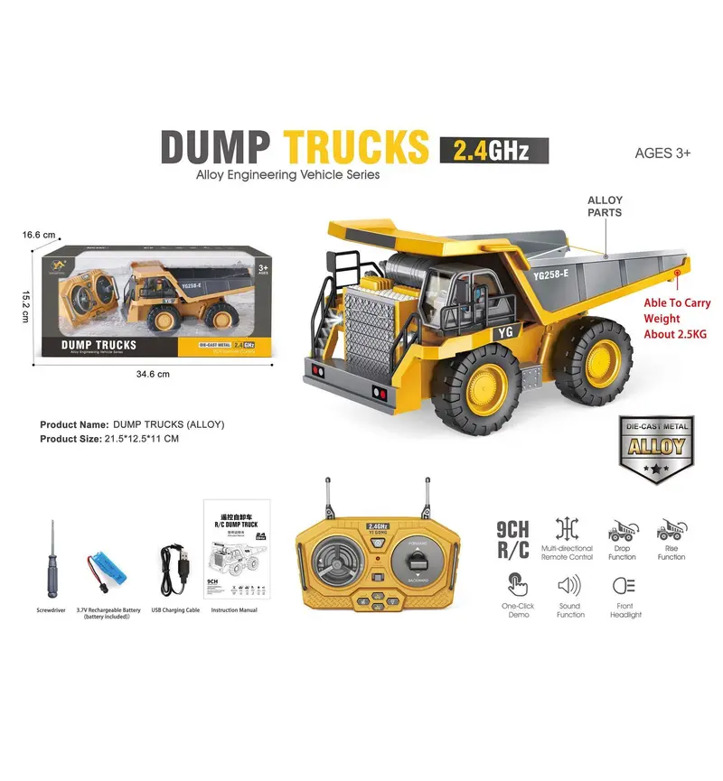 Hydraulic Dump Truck Rc Toy – Motorized Construction Vehicle With Working Mechanism 1