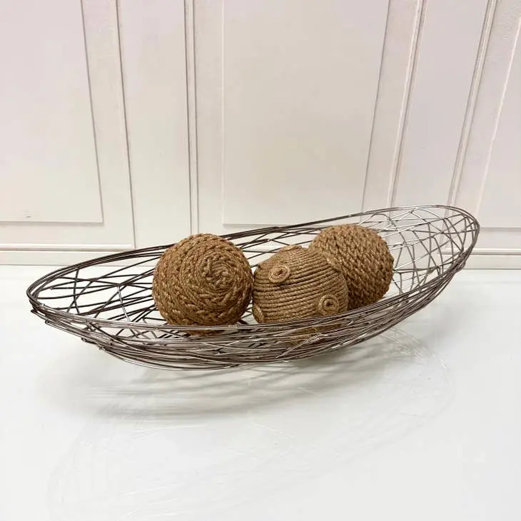 Ihi Silver-Tone Oval Wire Basket With Metal Frame 1