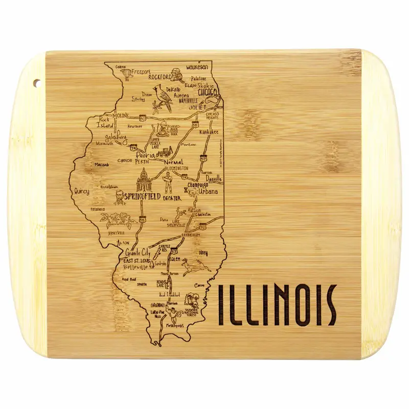 Illinois-Shaped Wooden Cutting Board – 11" X 8.75", A Slice Of Life Series 1