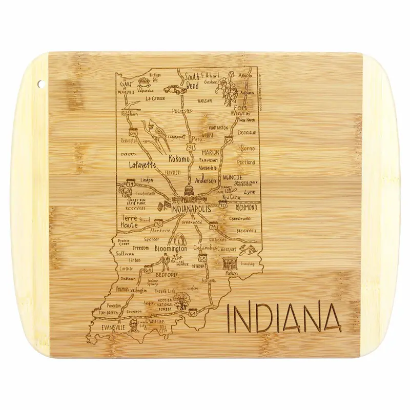 Indiana-Shaped Wooden Cutting Board – 11" X 8.75", A Slice Of Life Series 1