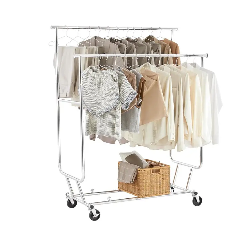 Industrial-Grade Double-Rail Clothing Rack – Heavy-Duty Design 1
