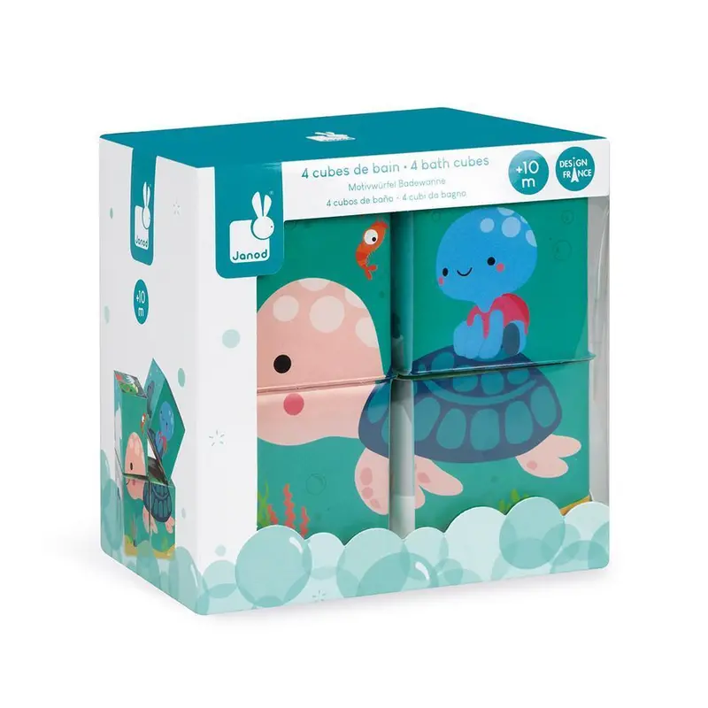 Janod Bath Time Cube Set – 4-Piece Floating Playset 1