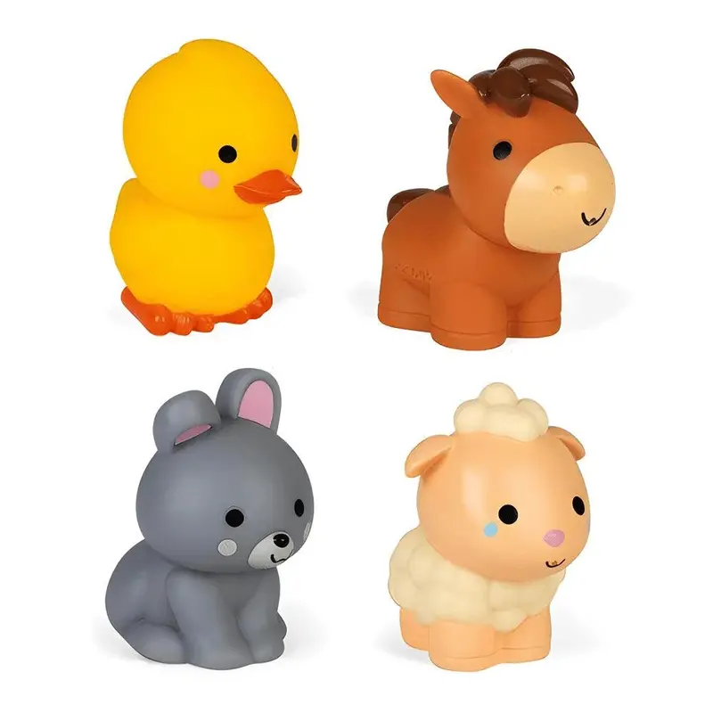 Janod Farm Animals Squirt Toy Set – 4-Piece Bath Toy Collection 1